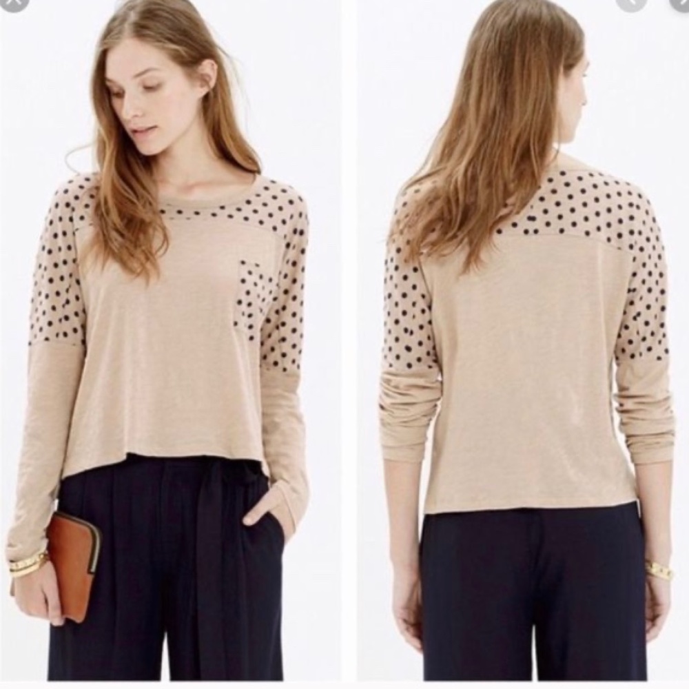 Madewell Effortless Tee Polka Dot Beige Black Med